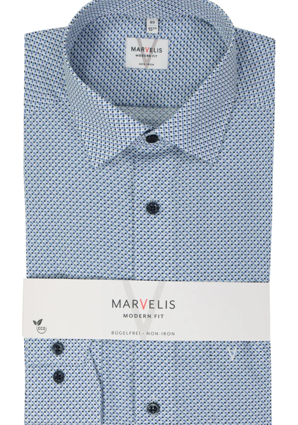 MARVELIS modern fit overhemd, popeline, lichtblauw dessin