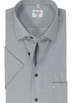 MARVELIS modern fit overhemd, korte mouw, popeline, lichtbruin dessin