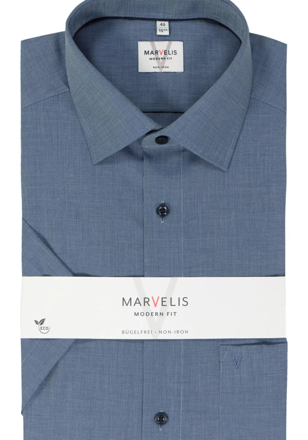 MARVELIS modern fit overhemd, korte mouw, popeline, nachtblauw