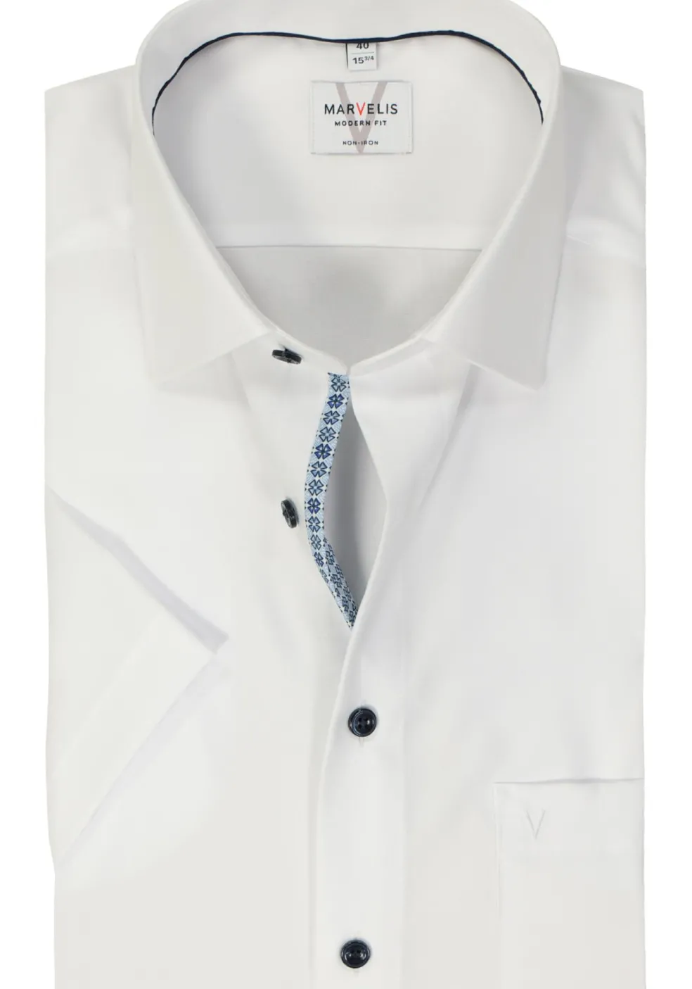 MARVELIS modern fit overhemd, korte mouw, popeline, wit