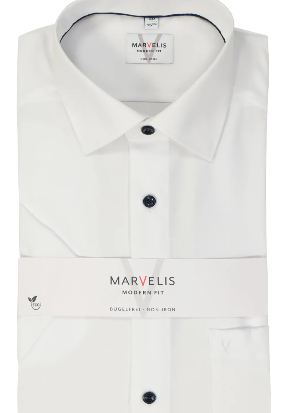 MARVELIS modern fit overhemd, korte mouw, popeline, wit