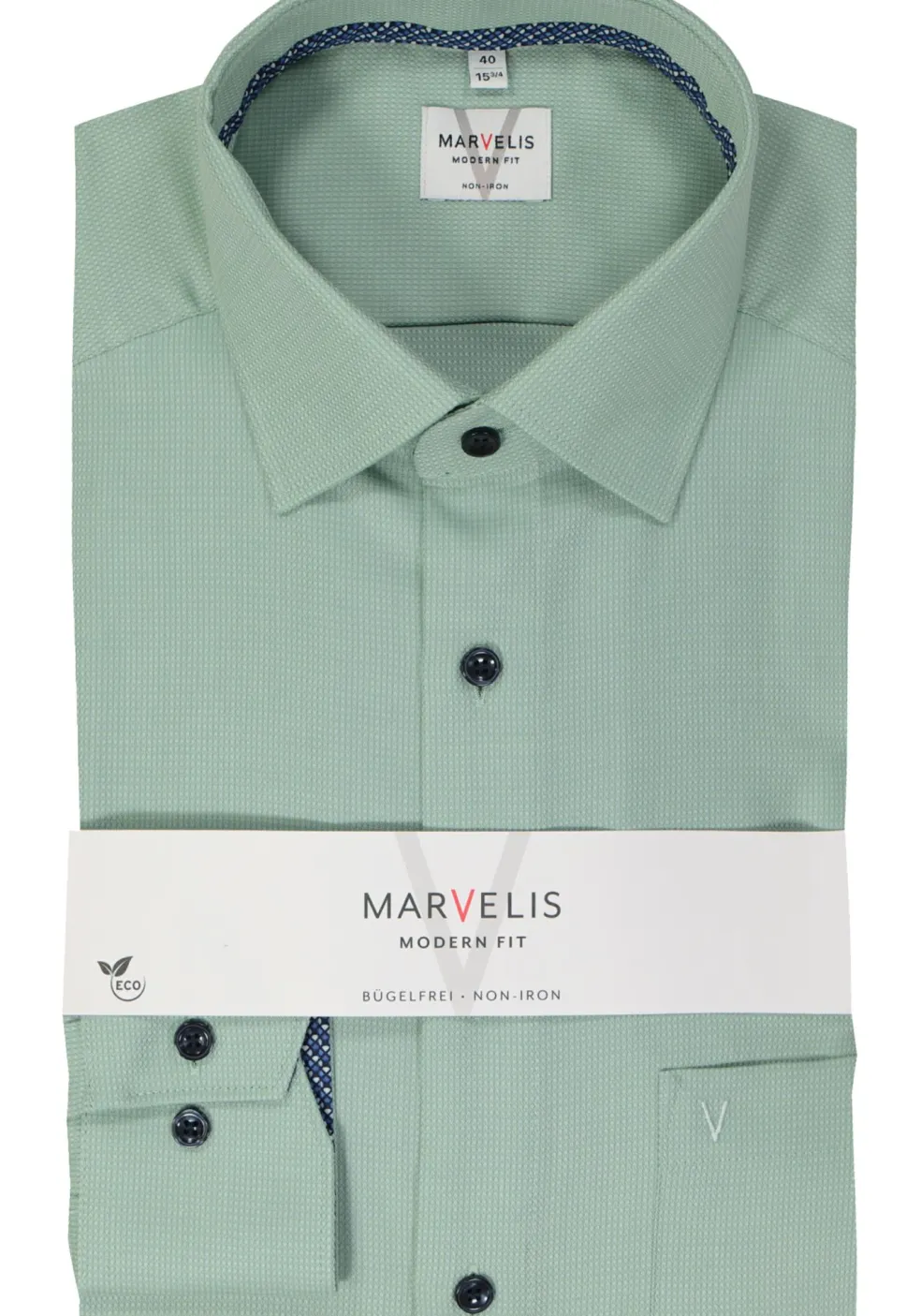 MARVELIS modern fit overhemd, structuur, groen