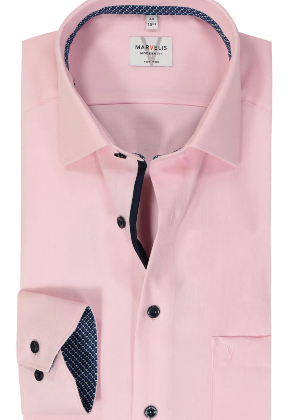 MARVELIS modern fit overhemd, structuur, roze