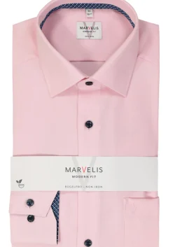MARVELIS modern fit overhemd, structuur, roze