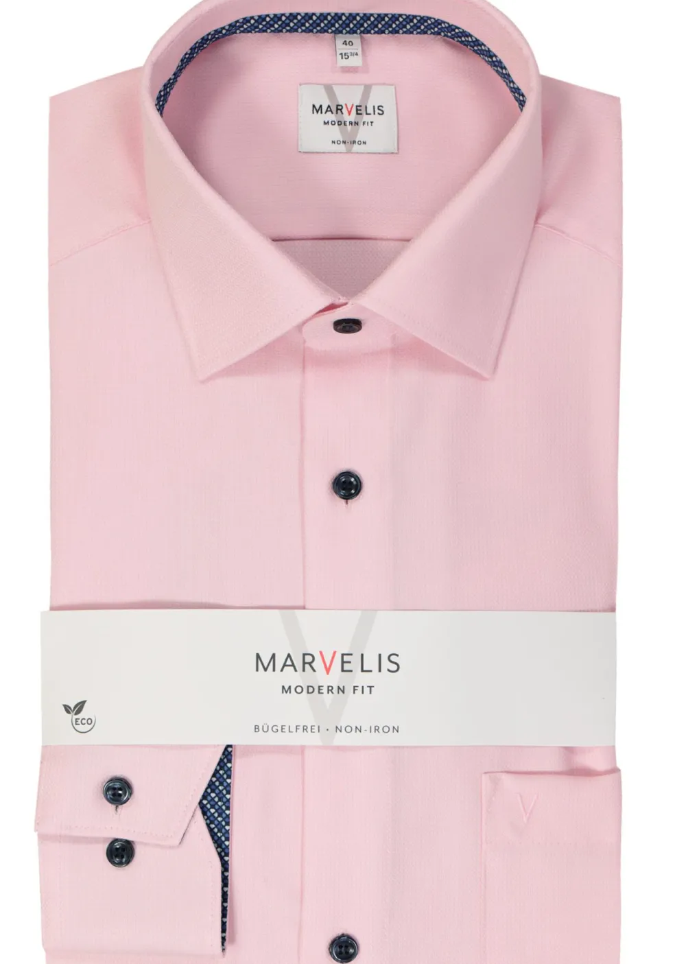 MARVELIS modern fit overhemd, structuur, roze