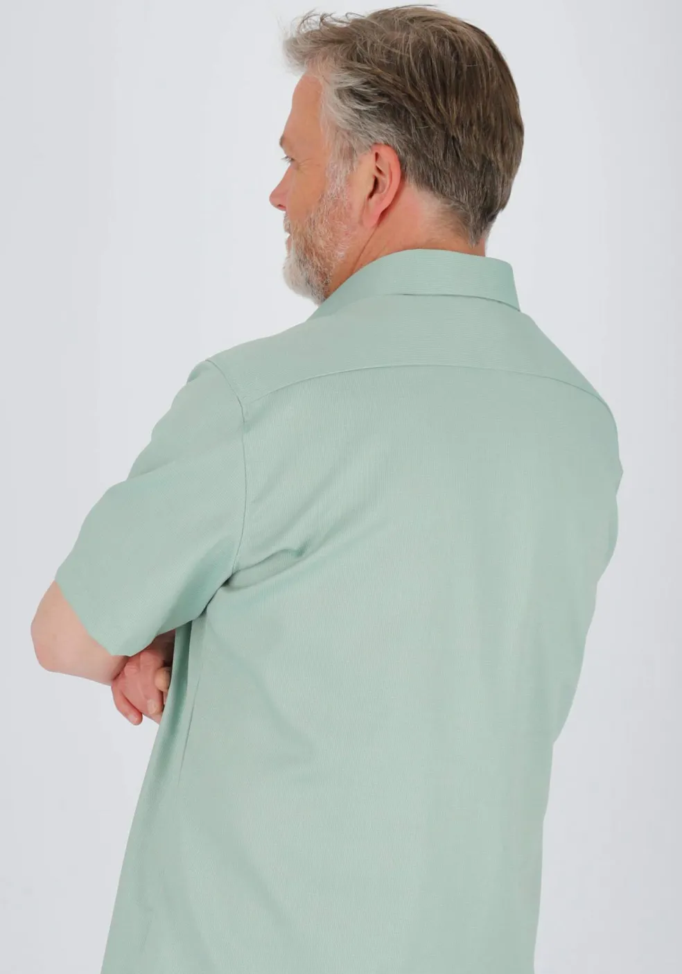 MARVELIS modern fit overhemd, korte mouw, structuur, groen
