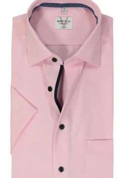 MARVELIS modern fit overhemd, korte mouw, structuur, roze