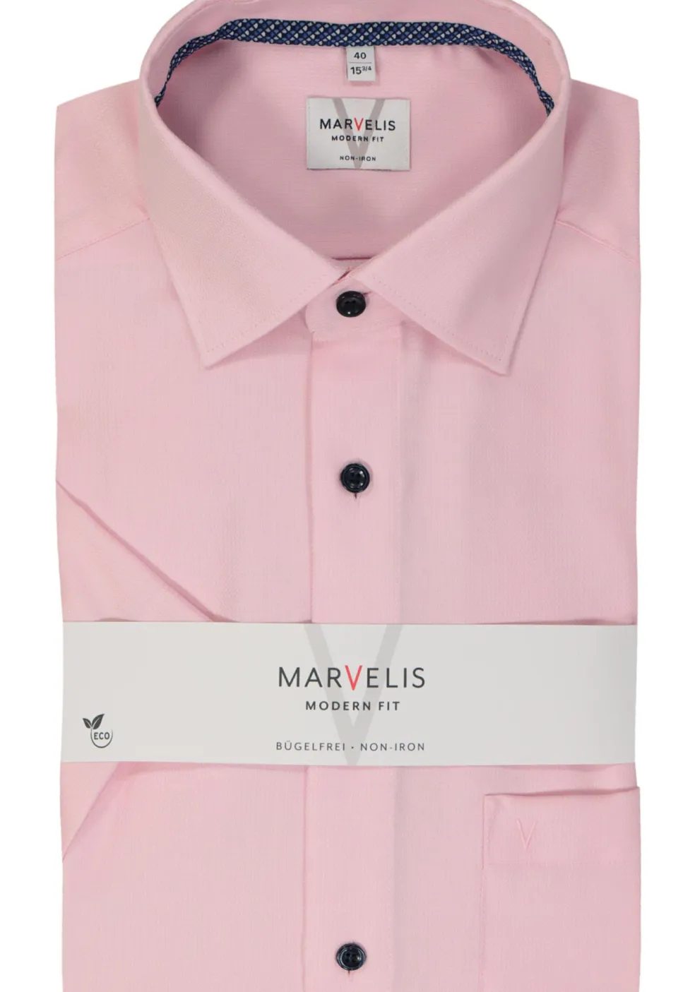MARVELIS modern fit overhemd, korte mouw, structuur, roze