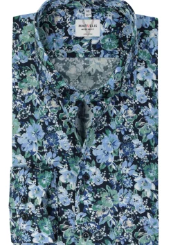 MARVELIS modern fit overhemd, popeline, groen dessin