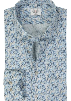 MARVELIS modern fit overhemd, popeline, lichtblauw dessin