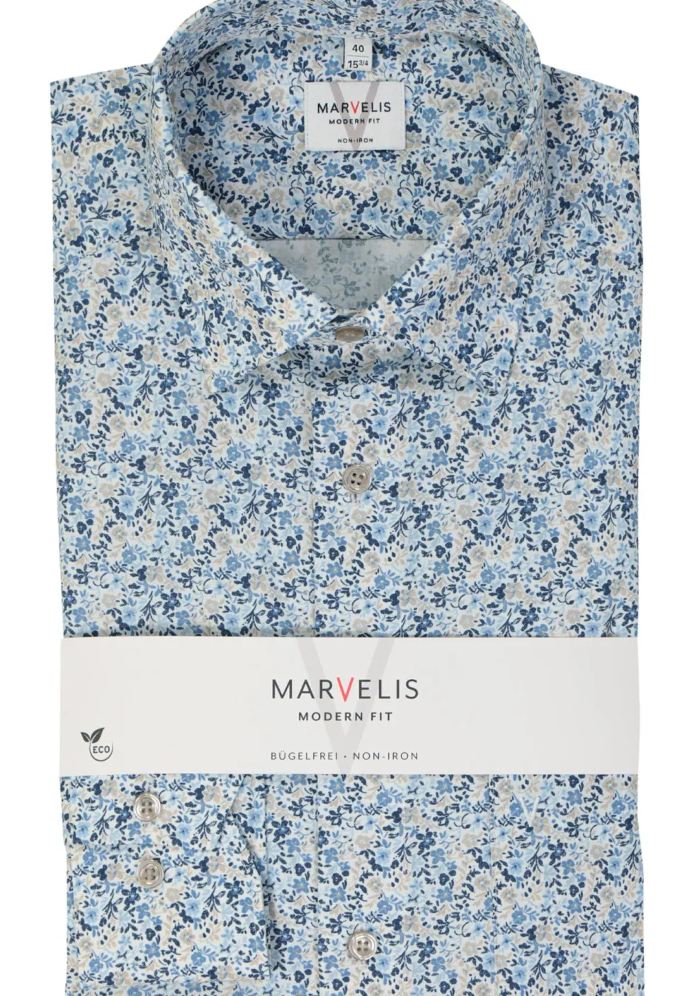 MARVELIS modern fit overhemd, popeline, lichtblauw dessin