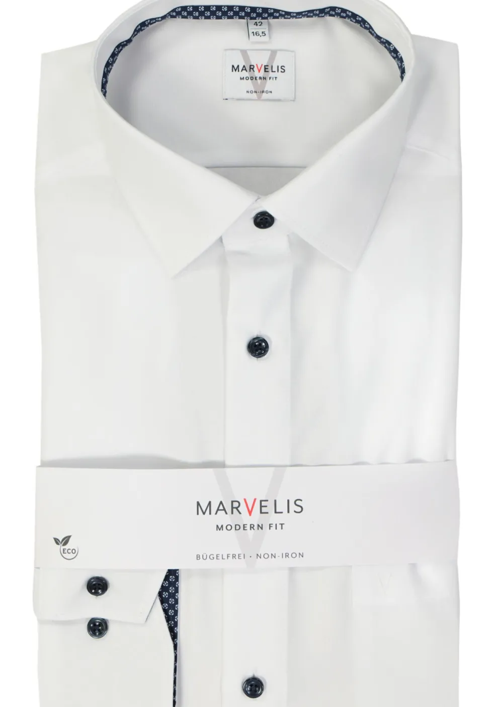 MARVELIS modern fit overhemd, popeline, wit