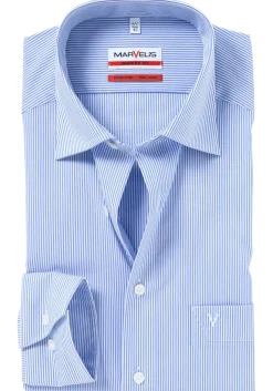 MARVELIS modern fit overhemd, blauw met wit gestreept
