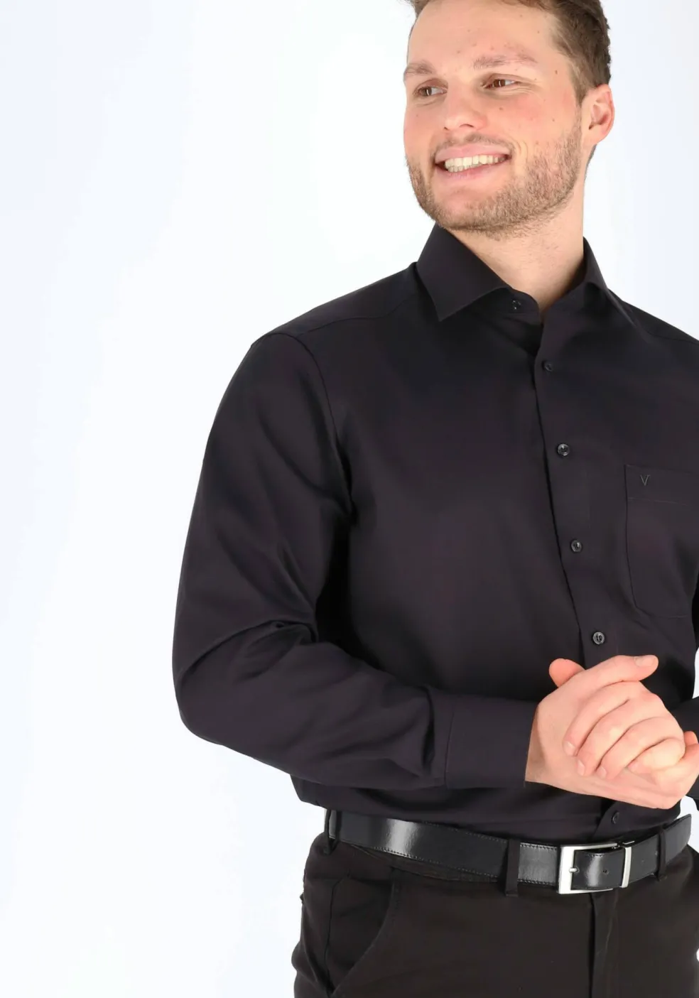 MARVELIS modern fit overhemd, zwart