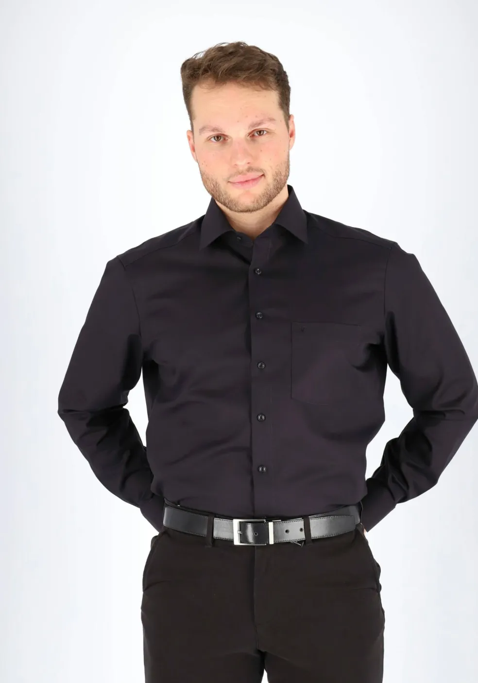 MARVELIS modern fit overhemd, zwart