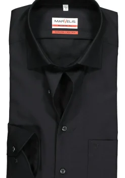 MARVELIS modern fit overhemd, mouwlengte 7, zwart