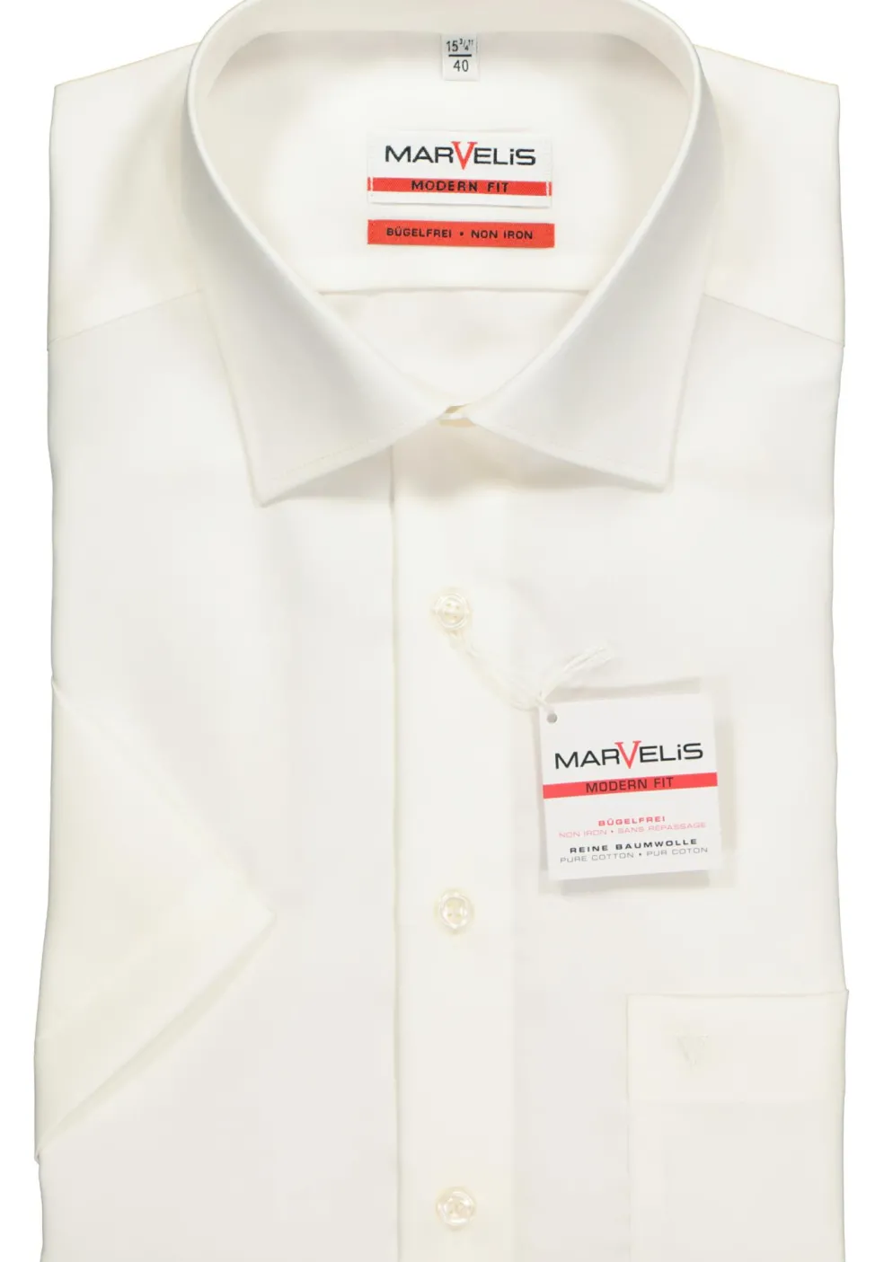 MARVELIS modern fit overhemd, korte mouw, beige