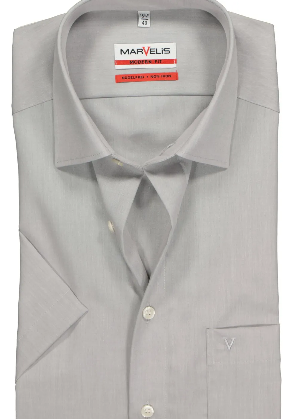 MARVELIS modern fit overhemd, korte mouw, grijs