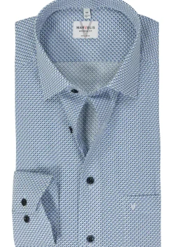 MARVELIS modern fit overhemd, mouwlengte 7, popeline, lichtblauw dessin