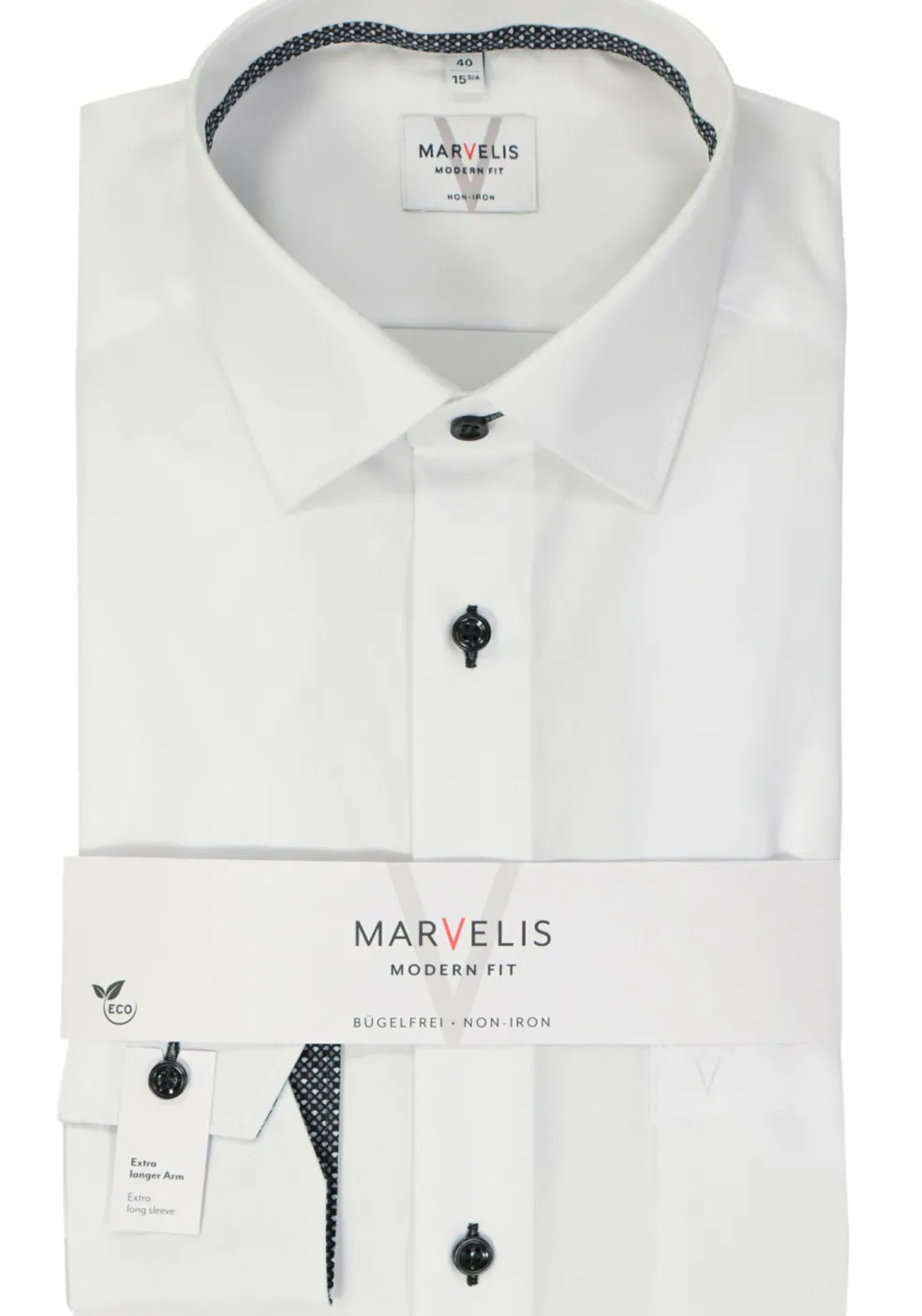 MARVELIS modern fit overhemd, mouwlengte 7, popeline, wit