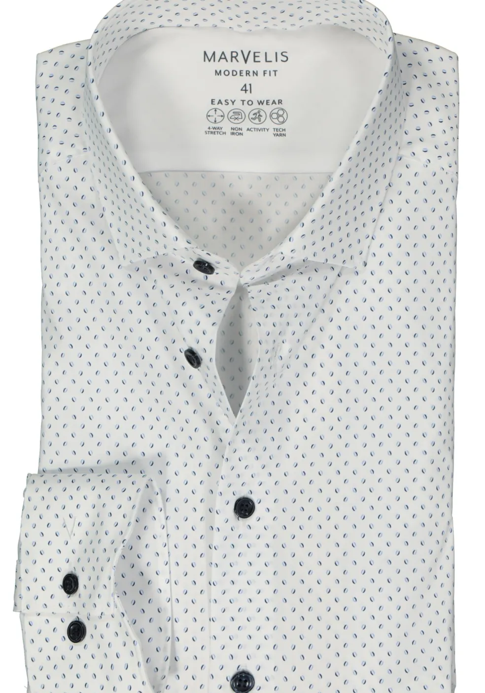 MARVELIS modern fit overhemd, popeline, lichtblauw dessin