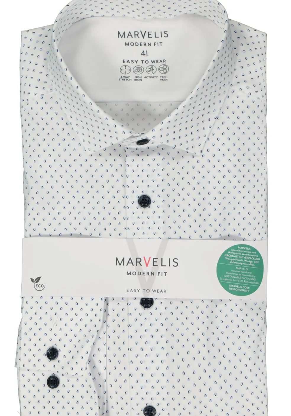 MARVELIS modern fit overhemd, popeline, lichtblauw dessin