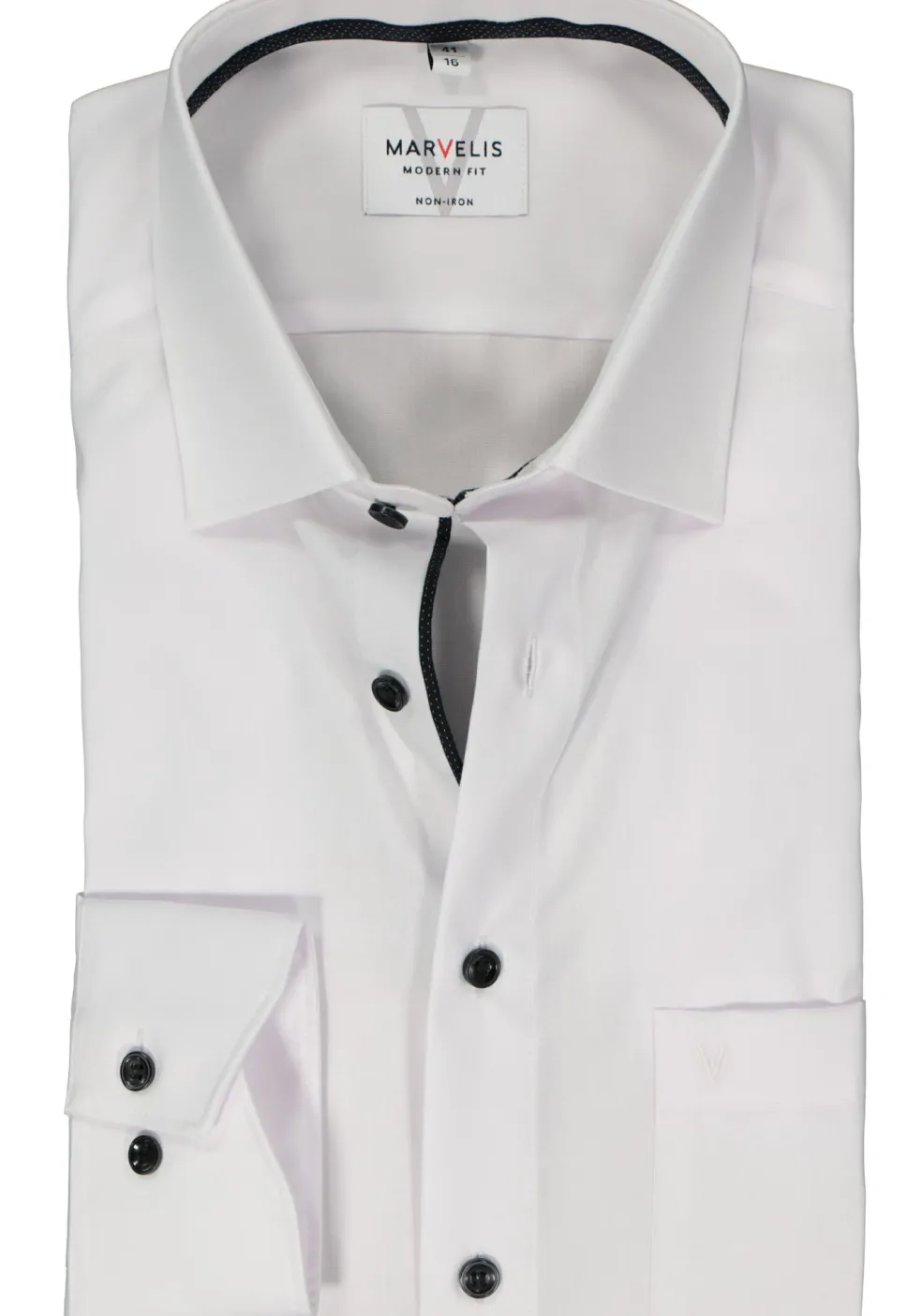 MARVELIS modern fit overhemd, popeline, wit
