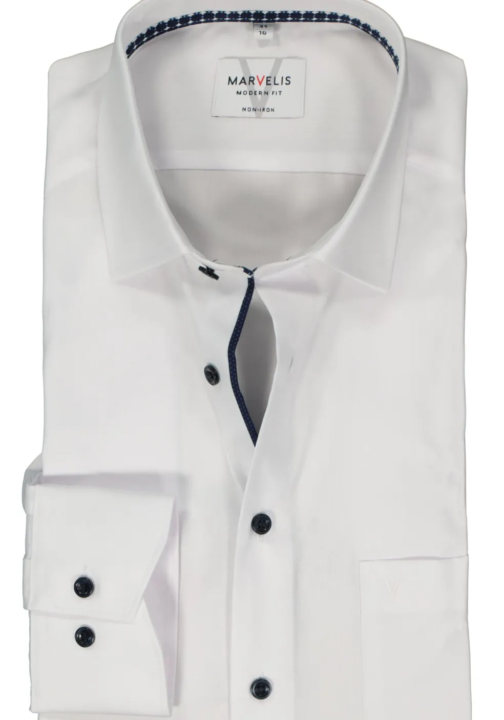 MARVELIS modern fit overhemd, popeline, wit
