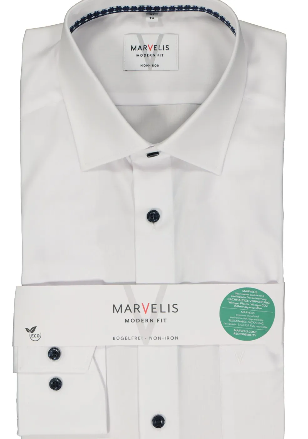 MARVELIS modern fit overhemd, popeline, wit