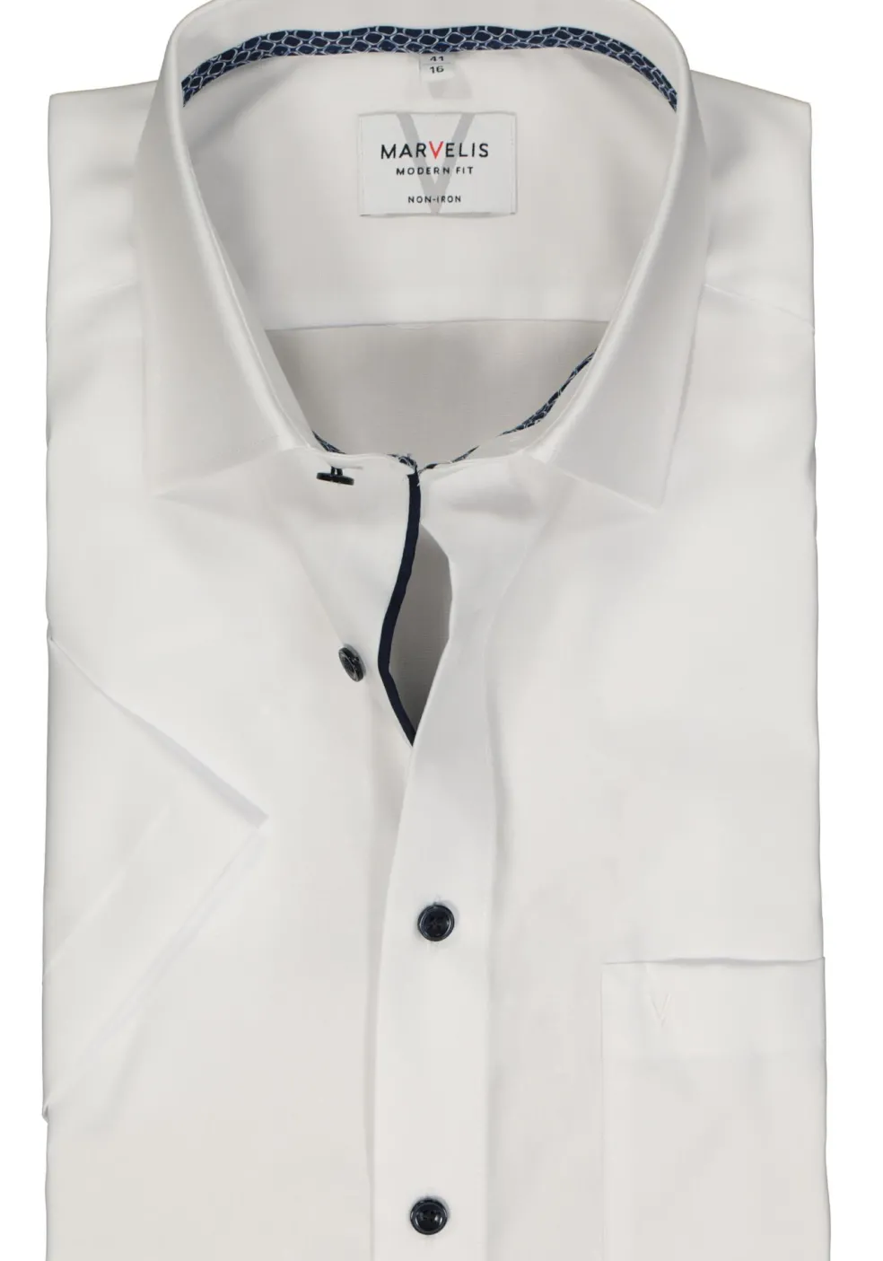 MARVELIS modern fit overhemd, korte mouw, structuur, wit