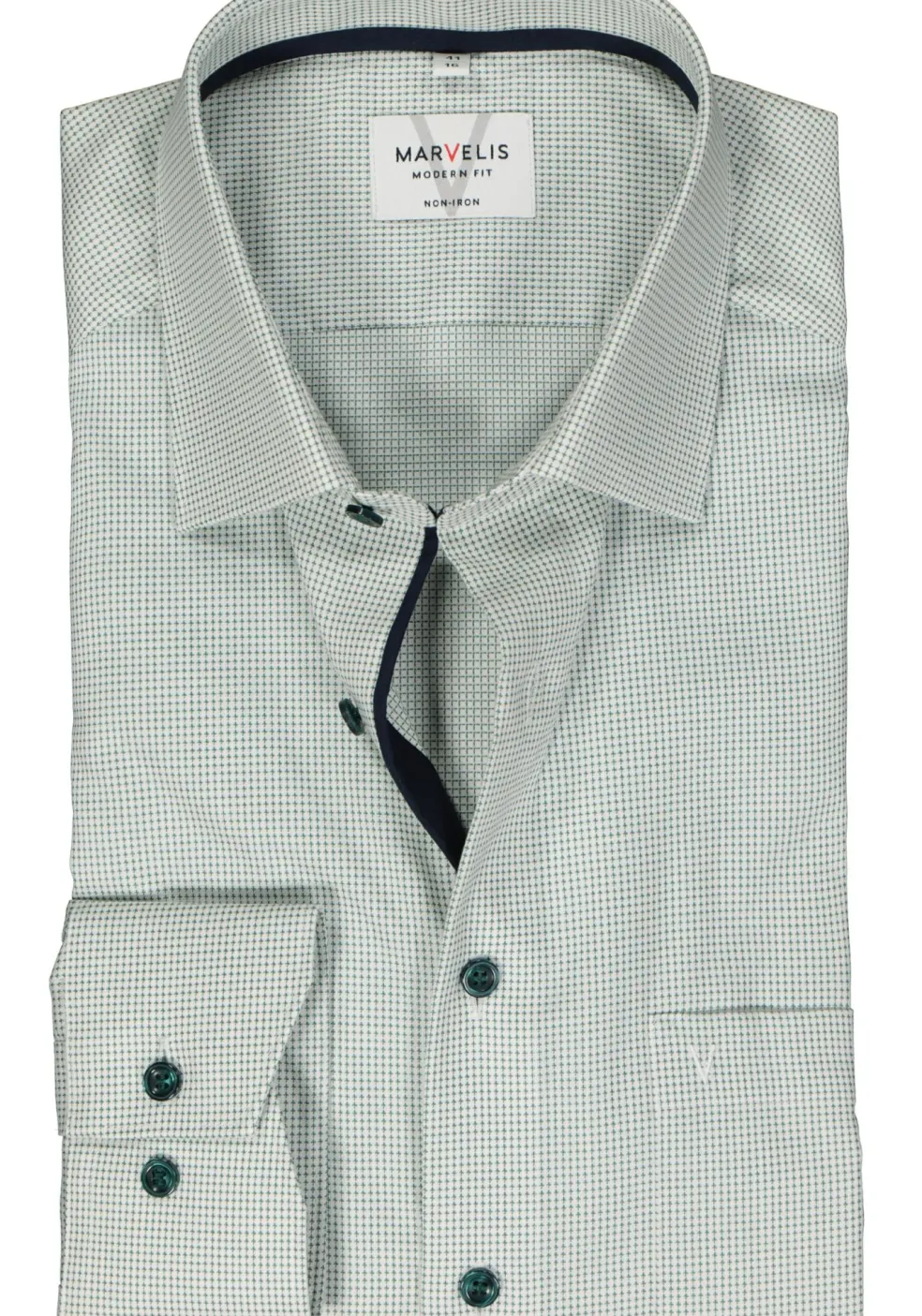 MARVELIS modern fit overhemd, structuur, groen