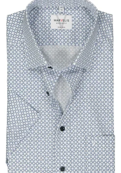 MARVELIS modern fit overhemd, korte mouw, popeline, lichtblauw dessin