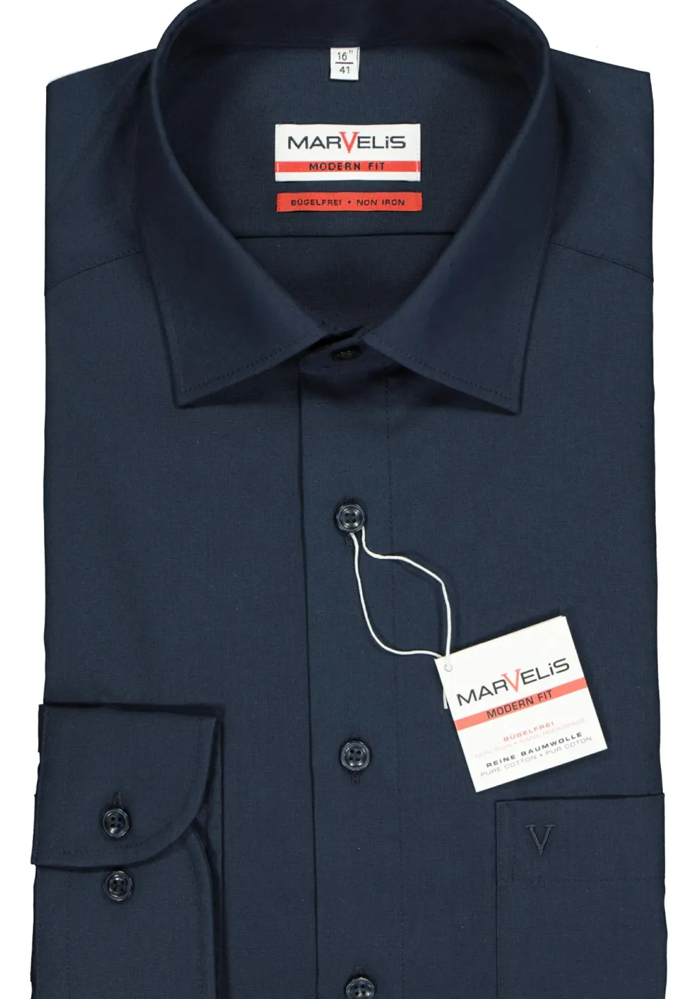 MARVELIS modern fit overhemd, donkerblauw