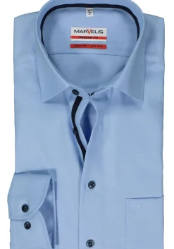 MARVELIS modern fit overhemd, twill, lichtblauw