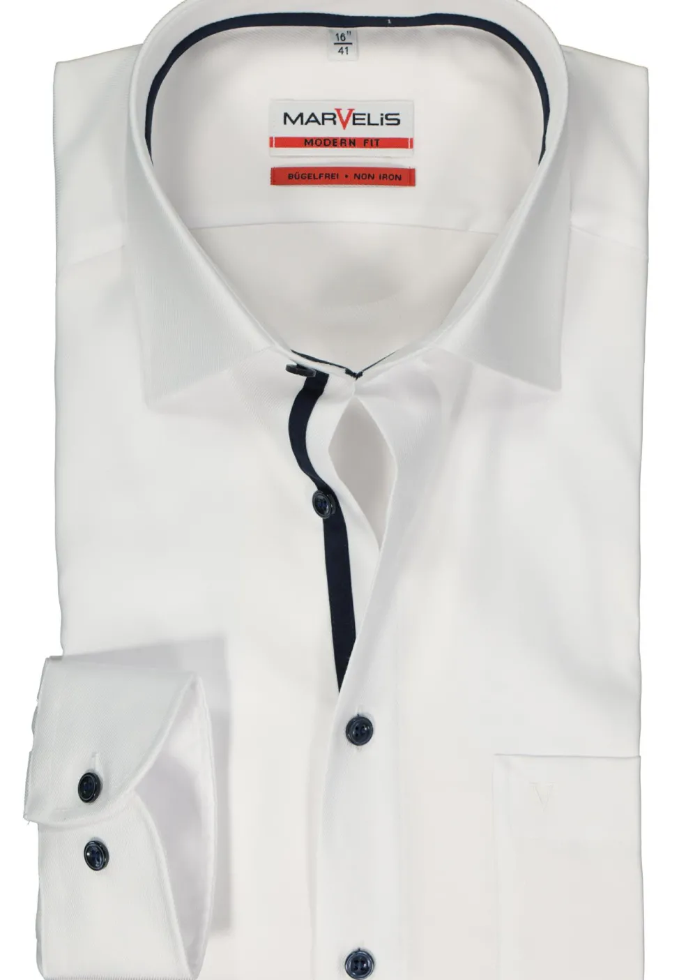 MARVELIS modern fit overhemd, twill, wit