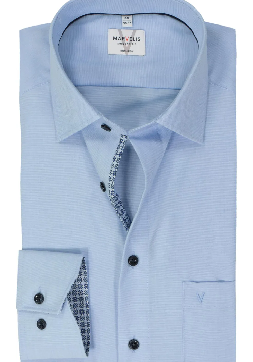 MARVELIS modern fit overhemd, fil a fil, lichtblauw