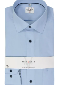 MARVELIS modern fit overhemd, fil a fil, lichtblauw