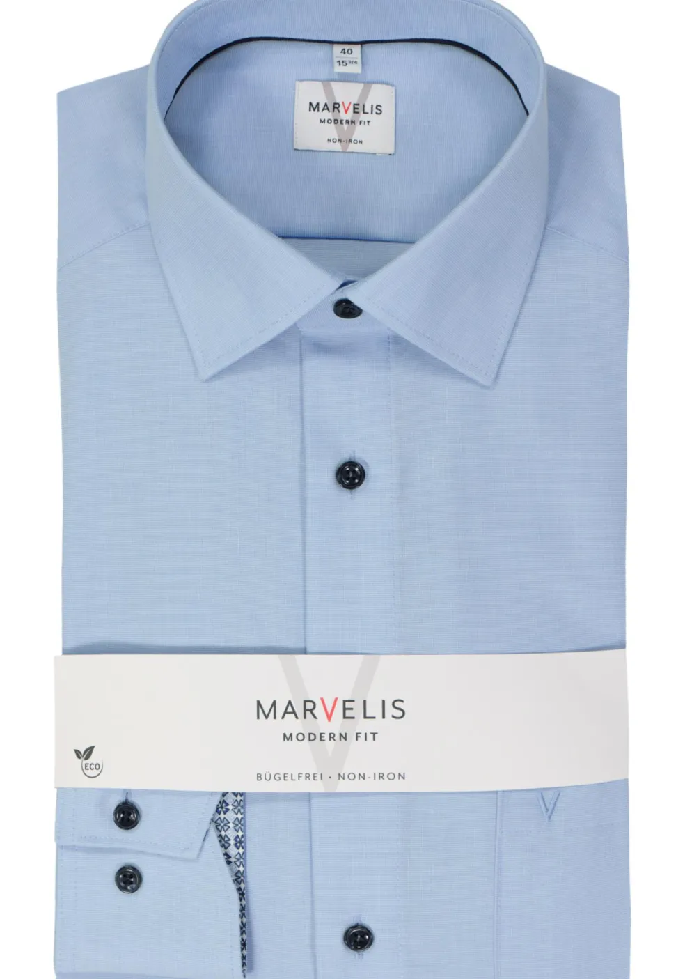 MARVELIS modern fit overhemd, fil a fil, lichtblauw