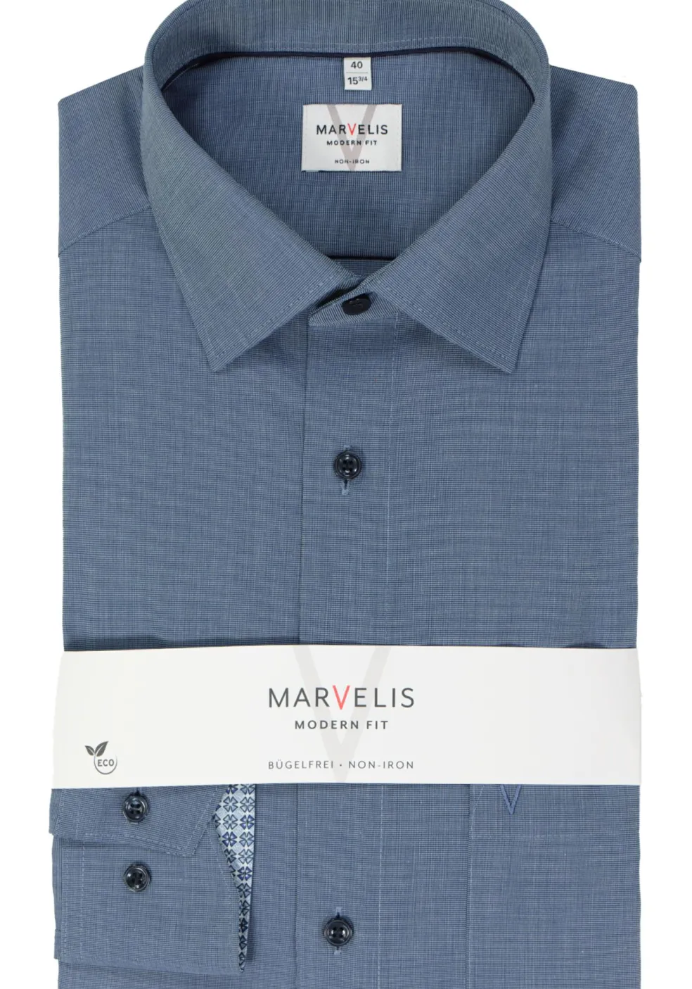 MARVELIS modern fit overhemd, fil a fil, nachtblauw