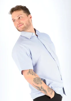 MARVELIS modern fit overhemd, korte mouw, blauw-wit gestreept