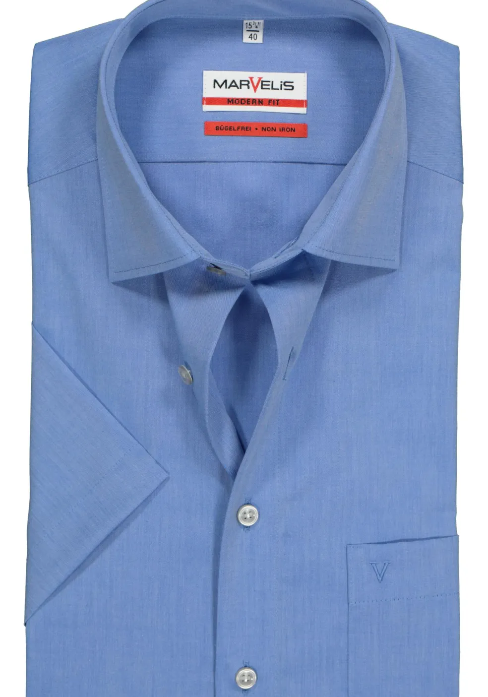 MARVELIS modern fit overhemd, korte mouw, jeans blauw
