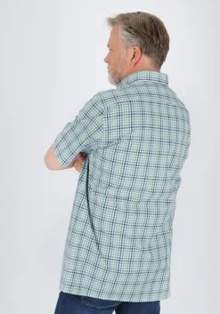 MARVELIS modern fit overhemd, korte mouw, popeline, groen geruit