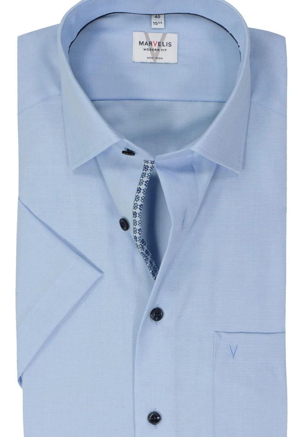 MARVELIS modern fit overhemd, korte mouw, popeline, lichtblauw