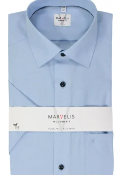 MARVELIS modern fit overhemd, korte mouw, popeline, lichtblauw