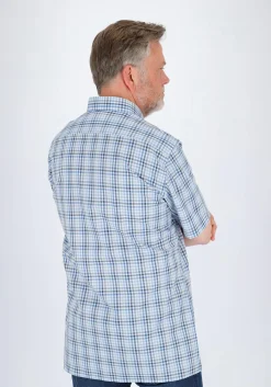MARVELIS modern fit overhemd, korte mouw, popeline, lichtblauw geruit