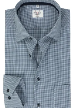 MARVELIS modern fit overhemd, popeline, donkerblauw geruit