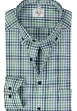 MARVELIS modern fit overhemd, popeline, groen geruit