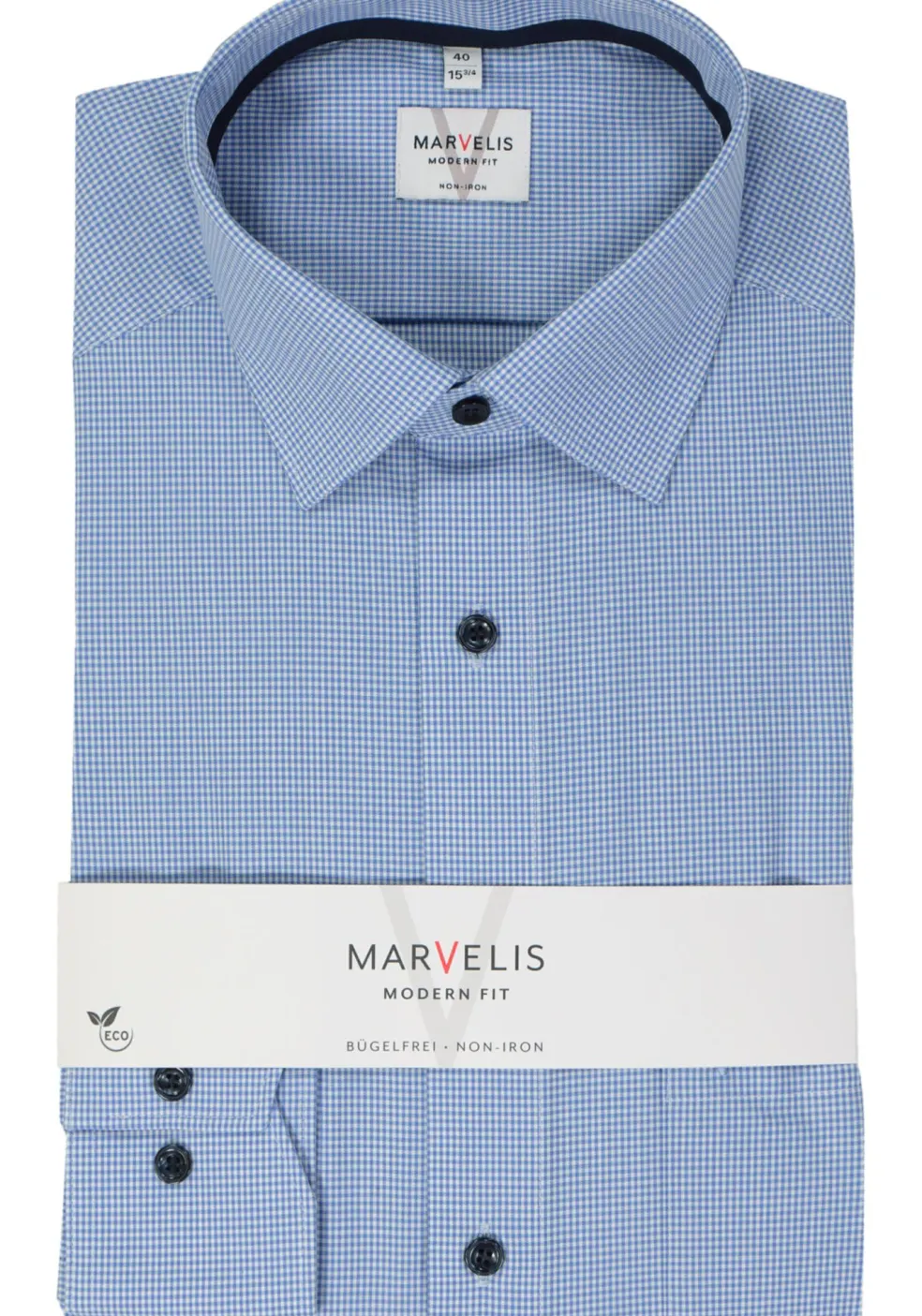MARVELIS modern fit overhemd, popeline, lichtblauw geruit