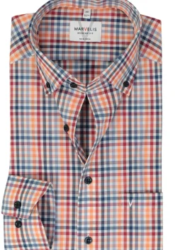 MARVELIS modern fit overhemd, popeline, rood geruit