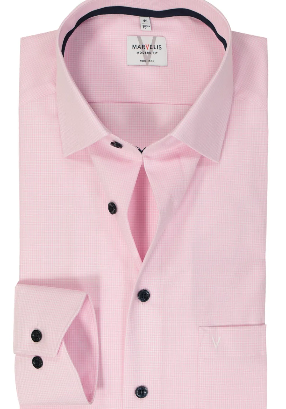 MARVELIS modern fit overhemd, popeline, roze geruit